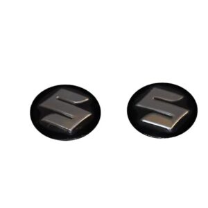 Suzukl Key Fob Logo Sticker, 16 x 8 mm, Metal Emblem Badge, Self-Adhesive, 2-Pack