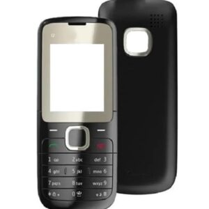 Nokla C2-00 Mobile Phone Housing Panel Replacement, Front and Back Body with Keypad, Black