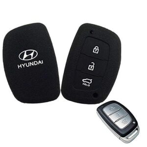 Car Silicone Rubber Key Cover for Hyundai Creta, i20 Elite – Protective Smart Key Case (Black), Soft, Durable, Anti-Slip Design.