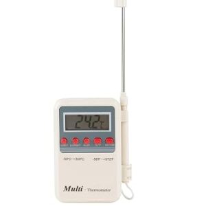 Digital Multi-Stem Thermometer with Portable LCD Display – Instant Read Temperature Checker for Kitchen, Food, Liquids – White Multicolor.