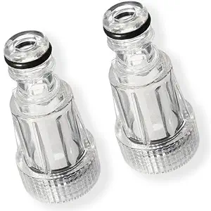 Universal 3/4" Crystal Clear Filter for High-Pressure Washer Inlet Water Filter Connector Nipple/Nozzle Accessory (Pack of 2)