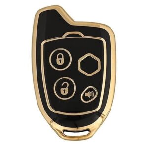 TPU Smart Key Cover Compatible with Sazuki Altoo 800 & Altoo K10 | 3-Button Remote Key Protector Case | Premium Black & Gold Finish | Soft TPU Key Shell Cover