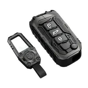 Transformer Series Waterproof Silicone Car Key Cover with Keychain, 3 Button Metal Smart Key Shell for Thar Roxx, 3XO, XUV700, Scorpio-N, Bolero, Black