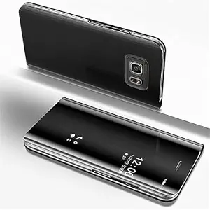 AG Future Clear View Mirror Flip Cover for Samsung S6 Edge, Leather Protective Case with Glass, Electroplated