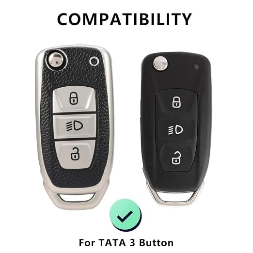 Premium Leather TPU Flip Key Cover Compatible with Naxon, Harier, Altrooz, Panch, Saafaari, Tigur, Tigoo, Zast & Bolt | 3 Button Smart Key Protector Case | Shockproof Designer Key Cover - Image 2