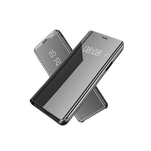 AG Future Clear View Mirror Flip Case for Vivo V20 Pro, Electroplated Polycarbonate Cover with Glass, Black