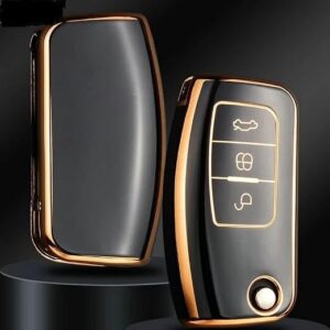 TPU Car Key Cover for Ford Fiesta, Figo, Old Ecosport Flip Key, Black