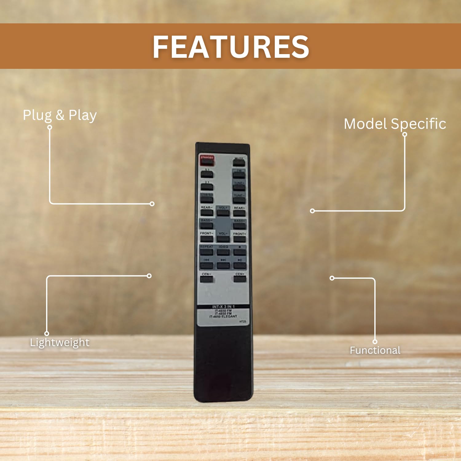 IT-4850 Remote Control Compatible for INTEX Home Theatre Systems Supports IT-4650, IT-4850, 2.1/5.1 CH FM/USB/SD Functions Black - Image 3