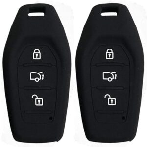 Silicone Car Key Cover Compatible with Mahendra XUV Push Button Start Models | Smart Key Protector Case | Soft Rubber Key Fob Cover | Black