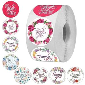 500 Pieces Round Thank You Stickers – Multi Design, Self-Adhesive Vinyl Labels (1.5 x 1.5 Inches) – Perfect for Small Business Packaging & Gifting