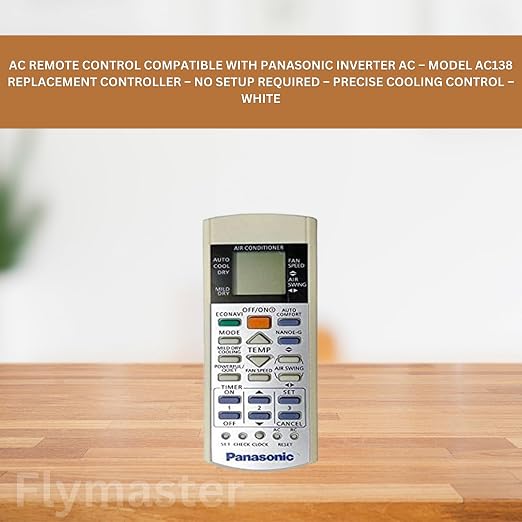 AC Remote Control Compatible with Panasonic Inverter AC Model AC138 Replacement Controller No Setup Required Precise Cooling Control White (Pack of 1) - Image 5