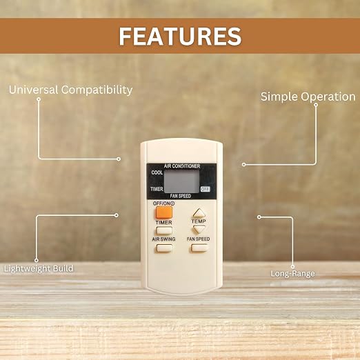 AC-44B Remote Control Compatible with Panasonic Split/Window Air Conditioners 6-Button Layout, White (Pack of 1) - Image 4