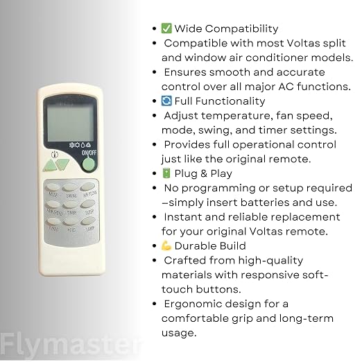 AC-7B Remote Control Compatible with Voltaas Split/Window Air Conditioners Exact Replacement, White (Pack of 1) - Image 2