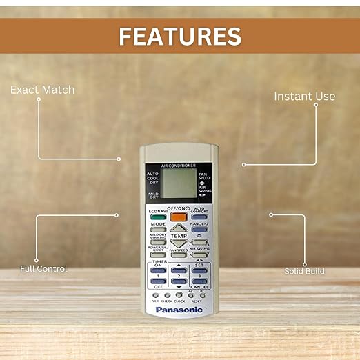 AC Remote Control Compatible with Panasonic Inverter AC Model AC138 Replacement Controller No Setup Required Precise Cooling Control White (Pack of 1) - Image 4