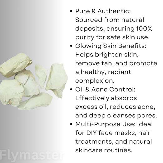 Pure and Natural Multani Mitti Stone – 1kg | Natural Fuller’s Earth Clay for Face, Skin & Hair Care | Chemical-Free Skincare Remedy. - Image 2