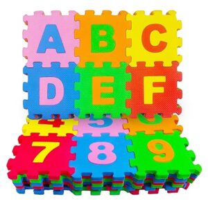 Flymaster 36 Pieces Alphabet & Number Floor Mats for Kids – Puzzle EVA Foam Mat for Children Aged 2+ – Educational, Soft, Non-Toxic, and Safe Play Area.