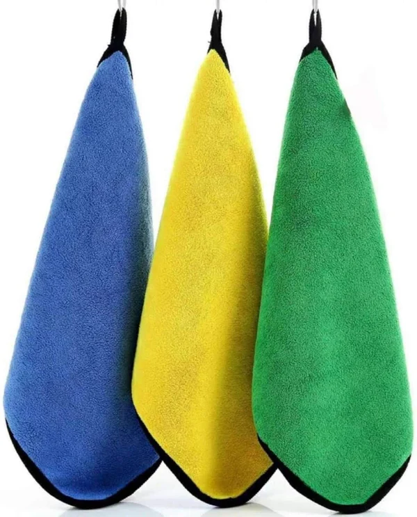 Heavy Microfiber Cloth for Car Cleaning and Detailing, Double Sided, Extra Thick Plush Microfiber Towel Lint-Free, 800 GSM, Pack of 3, Color: Blue, Yellow, Green - Image 2