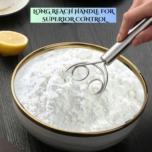 Stainless Steel Dough Whisk – Manual Bread Whisk with Non-Slip, Heat-Resistant Handle – Ideal for Bread, Batter, Dough Whisk and Pastry Mixing – Pack of 1 (Sliver) - Image 3